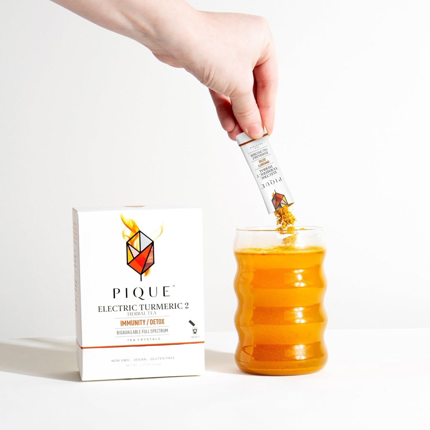 PIQUE Electric Turmeric 2 Single Serve Sticks - Boosts Immunity, Supports Inflammatory Response, Detox, & Skin Health - 28ct Pack