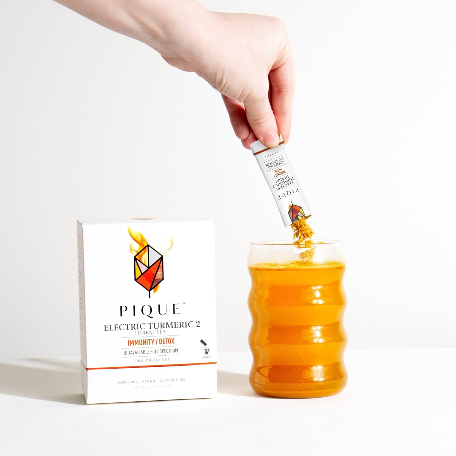 PIQUE Electric Turmeric 2 Single Serve Sticks - Boosts Immunity, Supports Inflammatory Response, Detox, & Skin Health - 28ct Pack