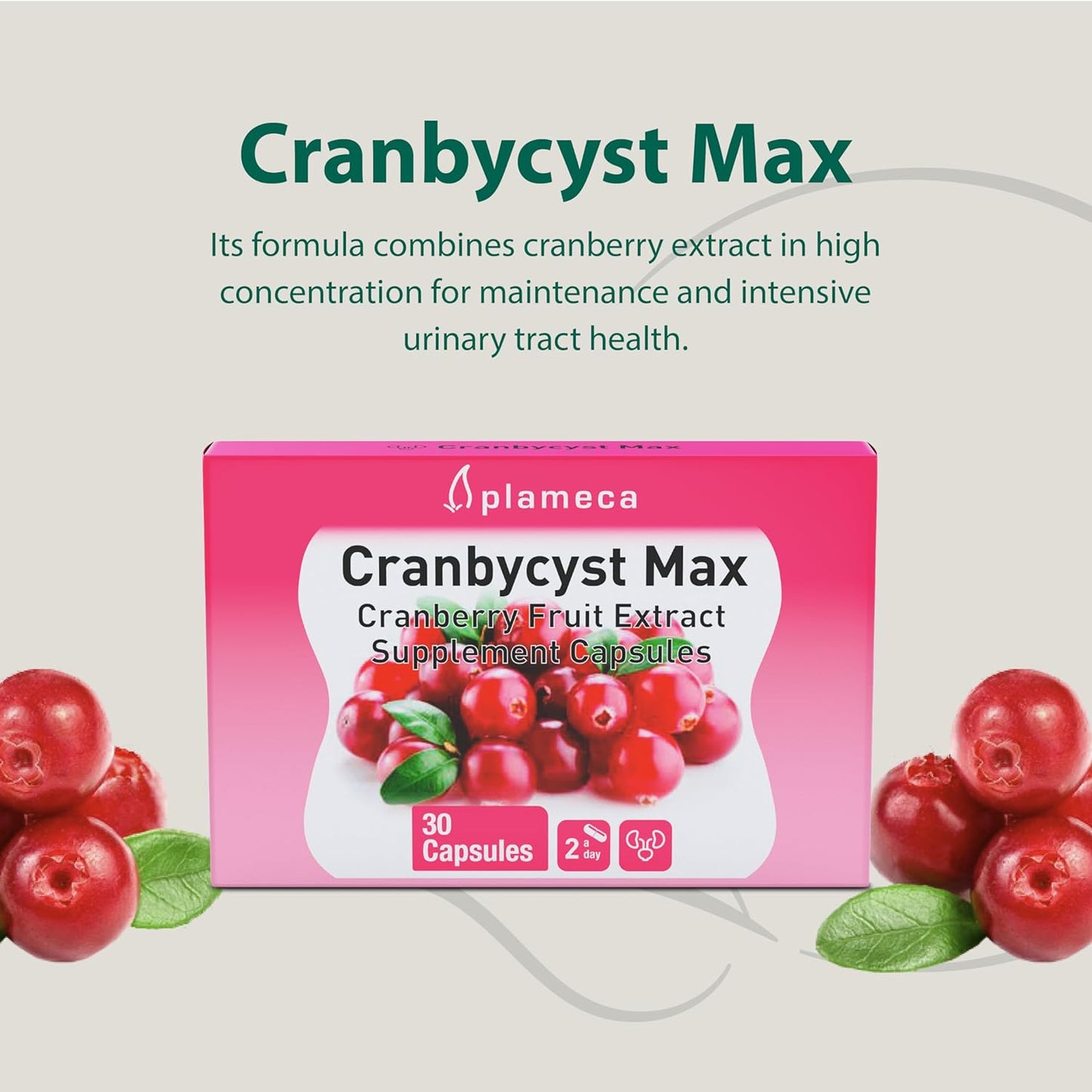 Plameca Cranbycyst Max: Urinary Tract Health Support with Cranberry Fruit Extract and Vitamin C - 30 Capsules