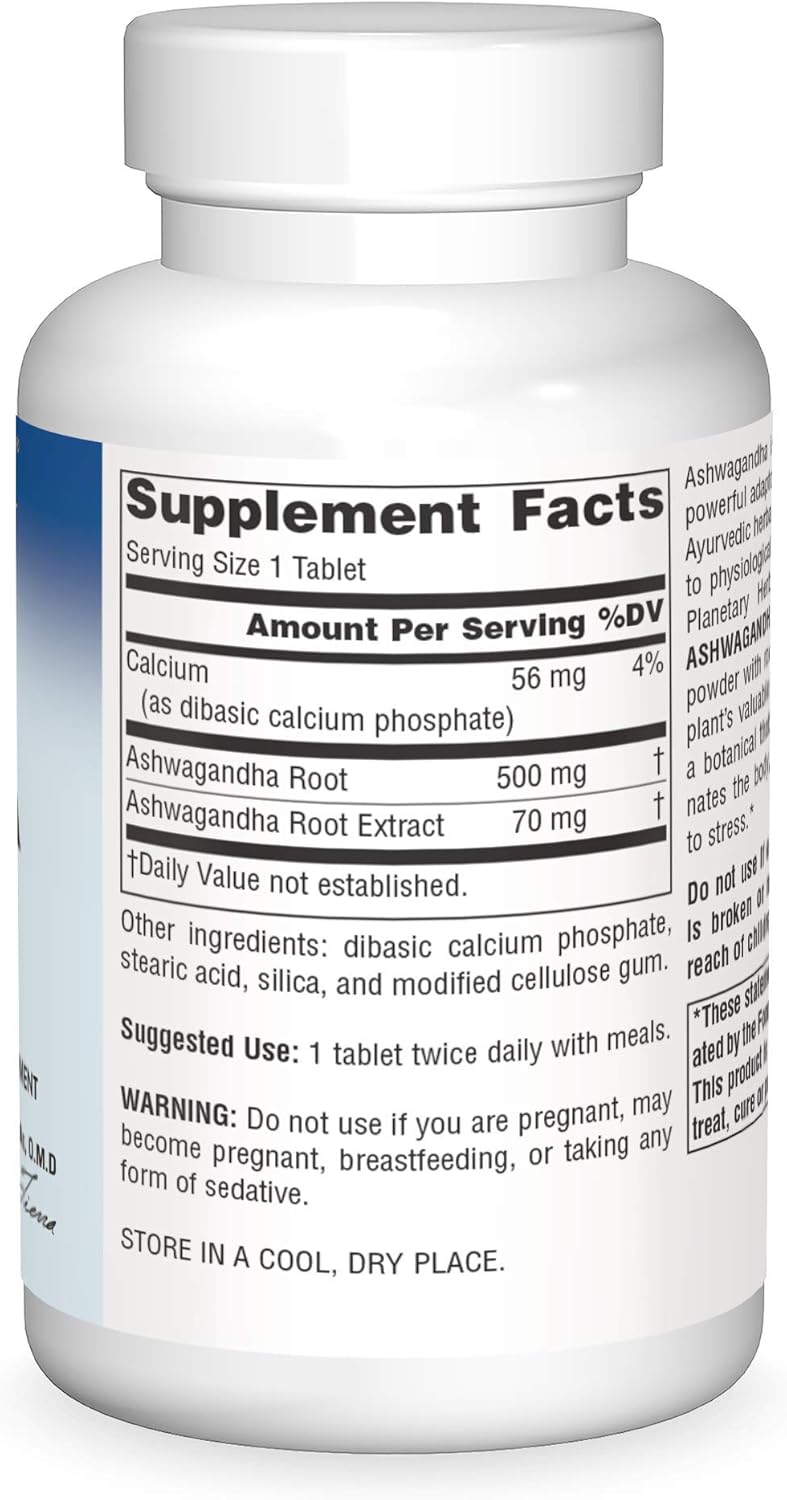 Planetary Herbals Ashwagandha Full Spectrum Tablets - 60 Count, 570mg - Rejuvenating Tonifier Supplement