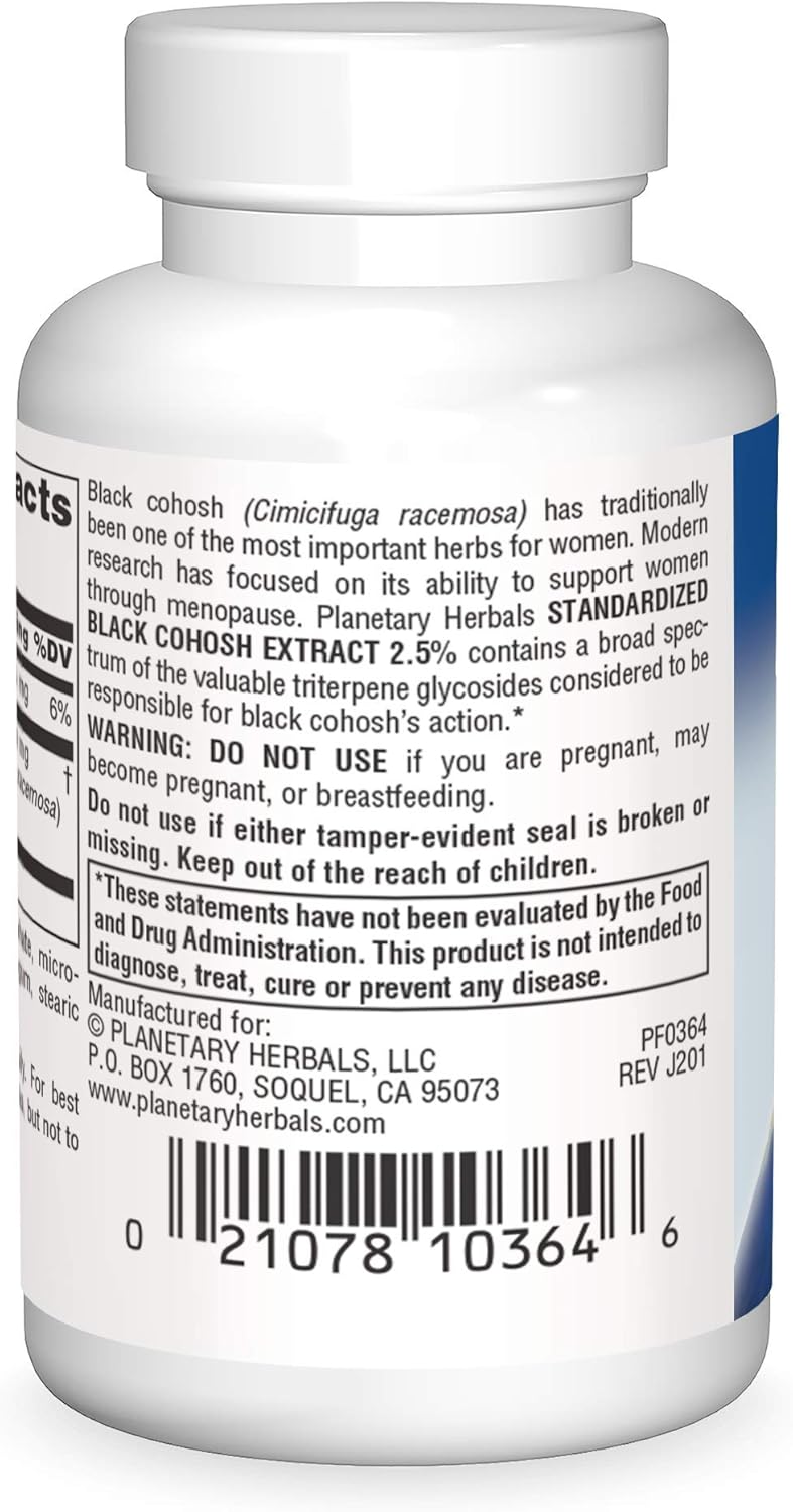 Planetary Herbals Black Cohosh Extract Tablets - Standardized, 45 Count