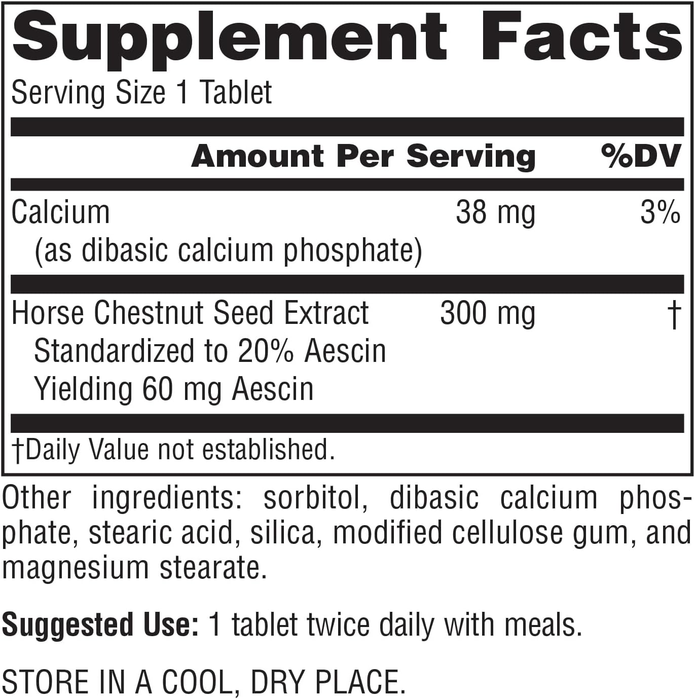 Planetary Herbals Full Spectrum Horse Chestnut Tablets - 60 Count White Bottle Pack