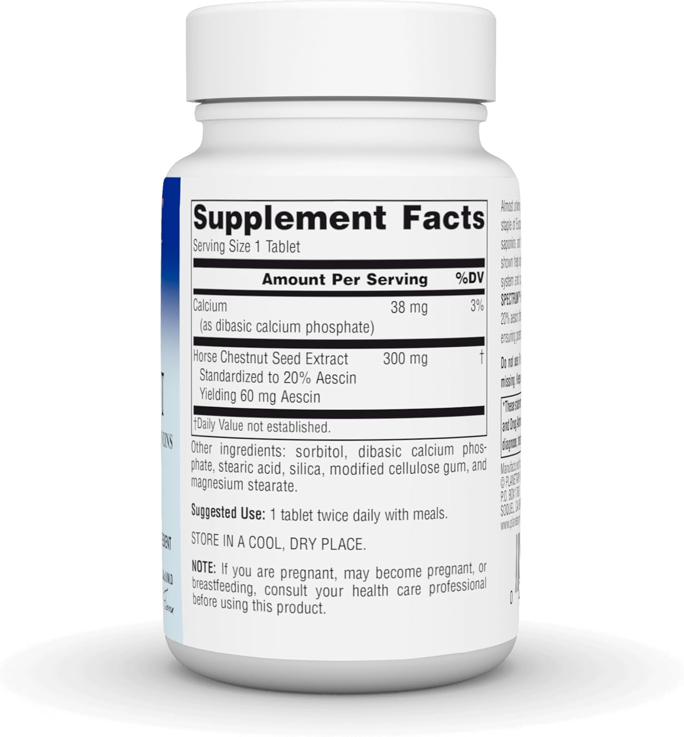 Planetary Herbals Full Spectrum Horse Chestnut Tablets - 60 Count White Bottle Pack