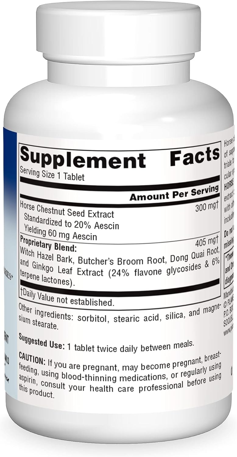 Planetary Herbals Horse Chestnut Vein Strength Tablets - Supports Vein and Capillary Integrity - 705mg, 42 Count