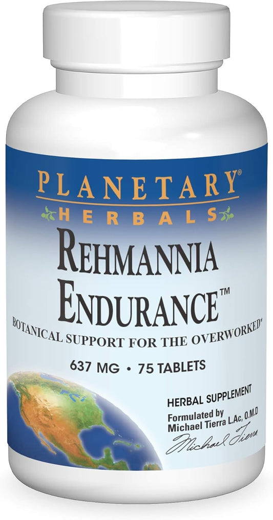 Planetary Herbals Rehmannia Endurance Tablets - 75 Count - Herbal Supplement for Energy Boost and Stamina