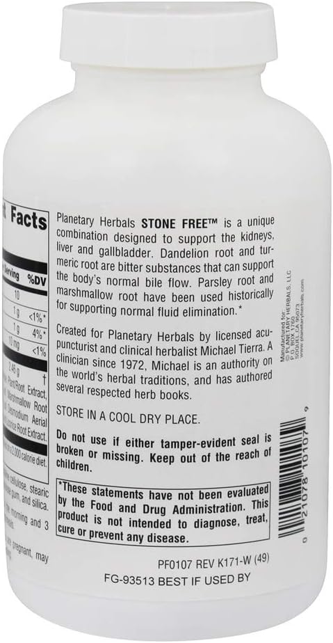 Planetary Herbals Stone Free 820mg 180 Tablets - Herbal Support for Kidney Health