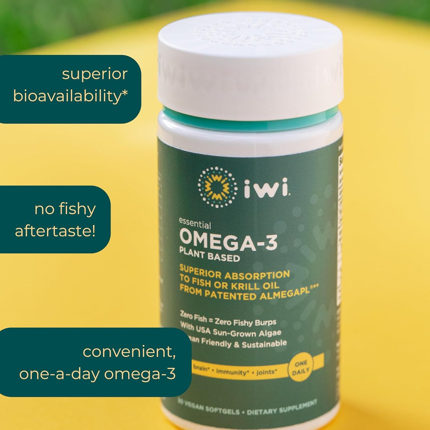 Plant-Based Algae Omega-3 Softgels, 30 Servings, EPA + DHA for Brain, Heart & Immune Support, Krill & Fish Oil Alternative