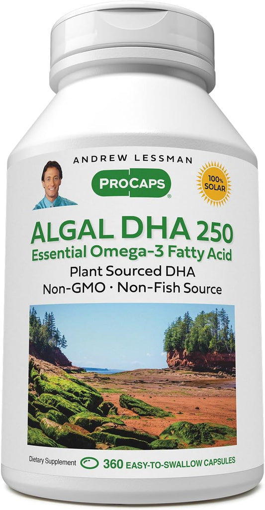 Plant-Based Algal DHA Softgels - High DHA Omega-3 Supplement, Non-GMO, No Fishy Aftertaste, Easy to Swallow - 30 Count