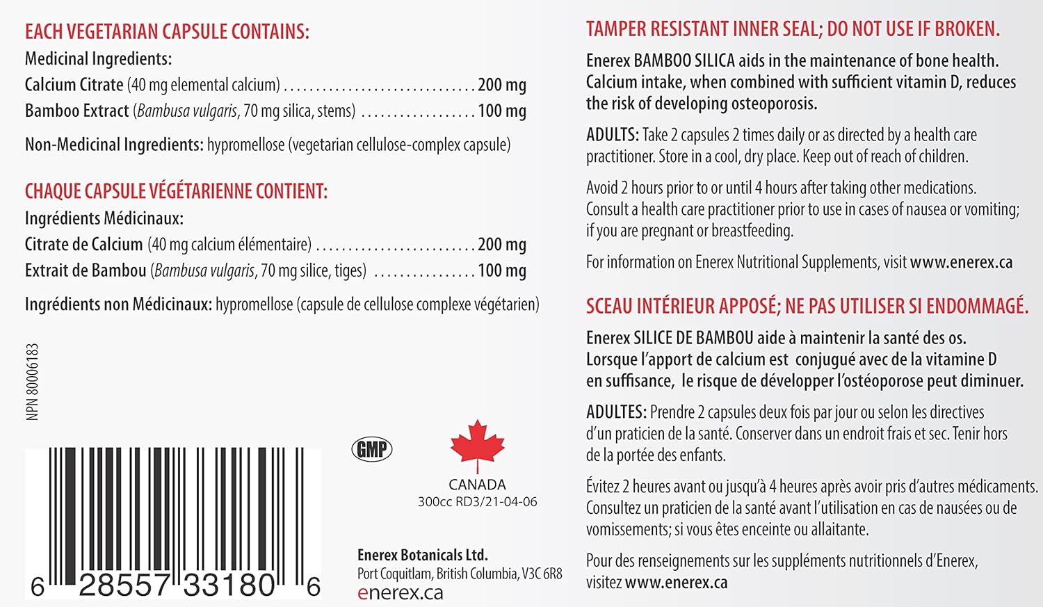 Plant-Based Bamboo Silica & Calcium Citrate Capsules for Bone Health - 180 Veggie Capsules for Stronger Hair, Skin & Nails - Organic Silica Supplement for Overall Wellbeing