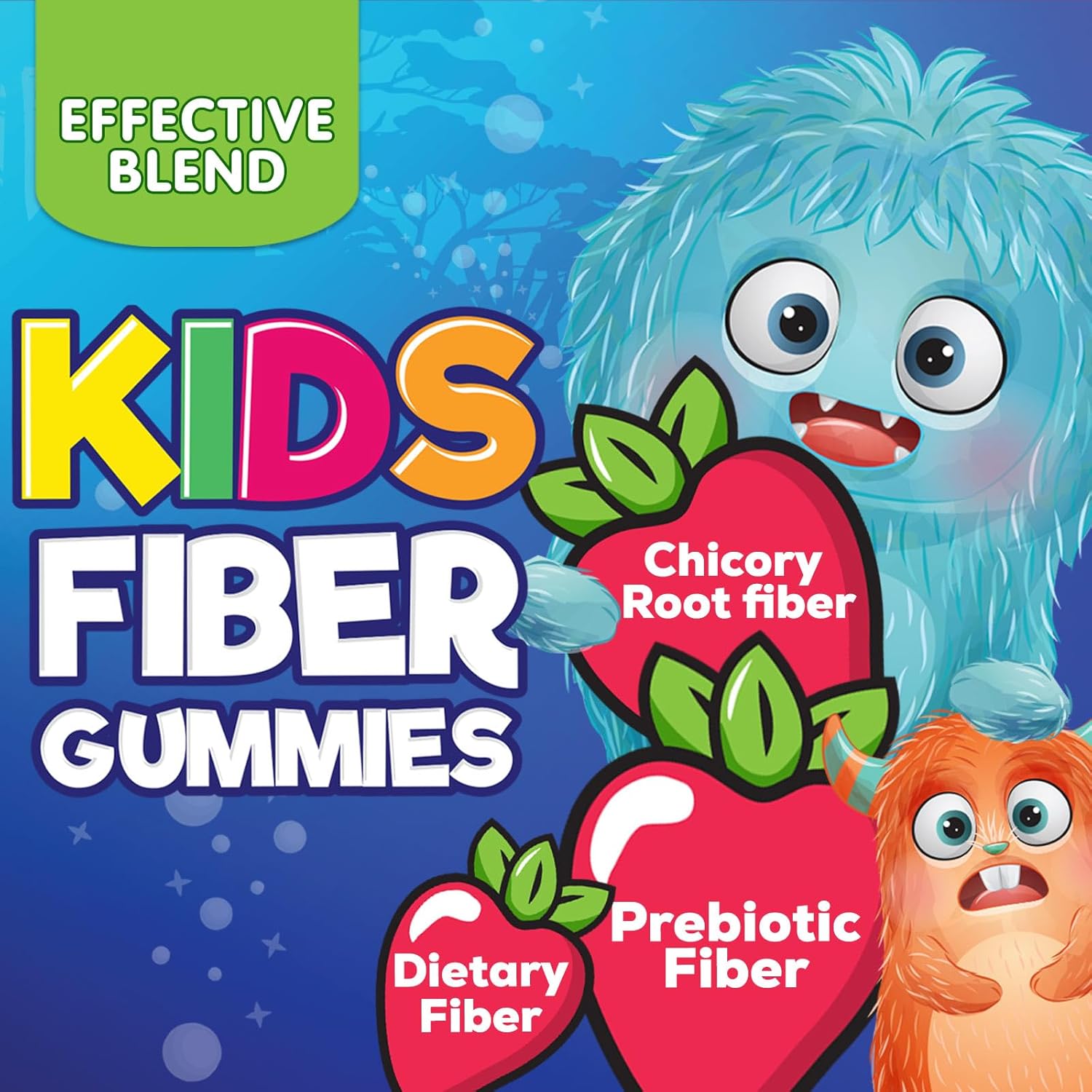 Plant-Based Berry Fiber Gummies for Kids - Supports Digestive Health & Immune System - Vegan Prebiotic Supplement with Chicory Root - 60 Gummies