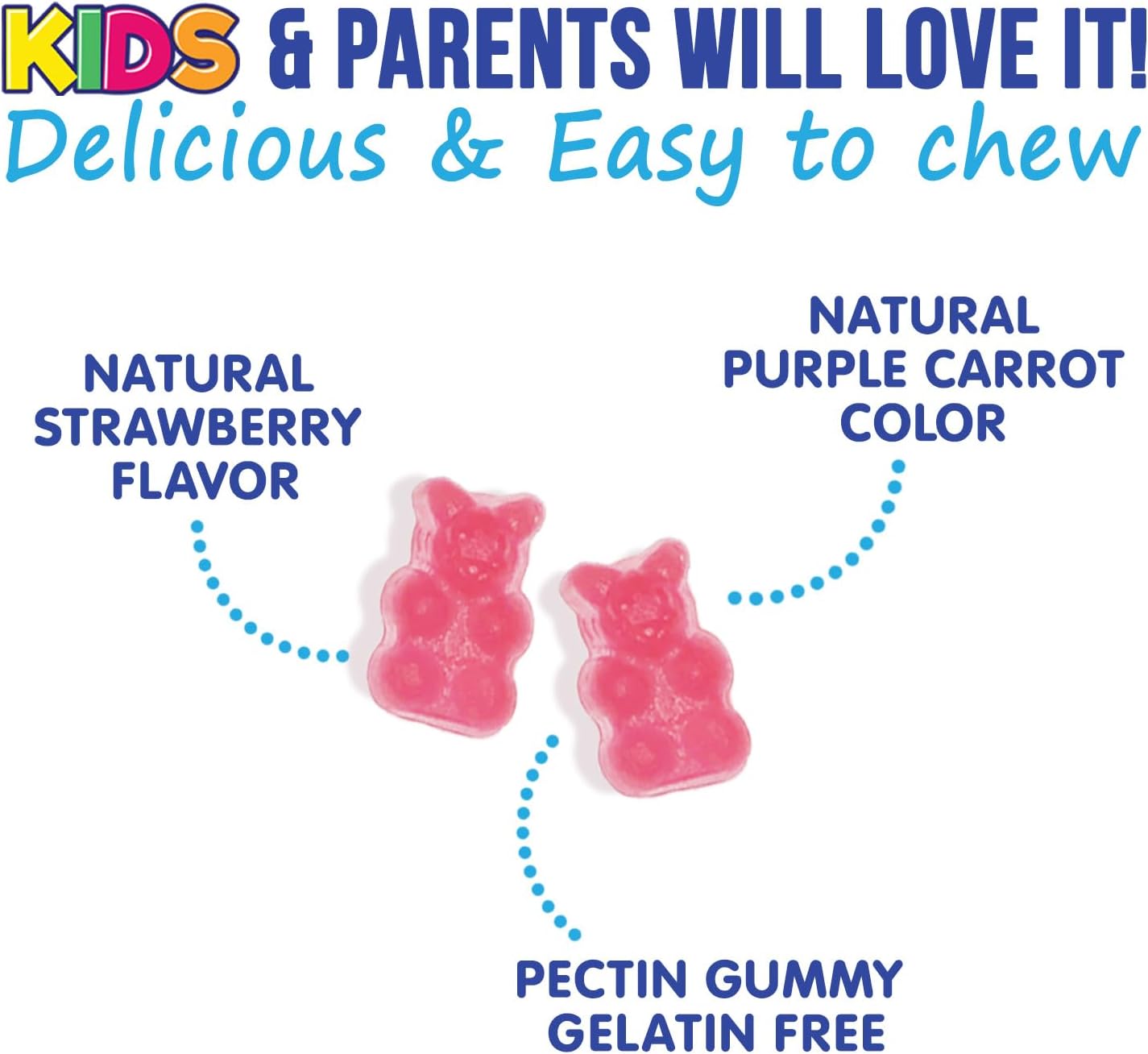 Plant-Based Berry Fiber Gummies for Kids - Supports Digestive Health & Immune System - Vegan Prebiotic Supplement with Chicory Root - 60 Gummies