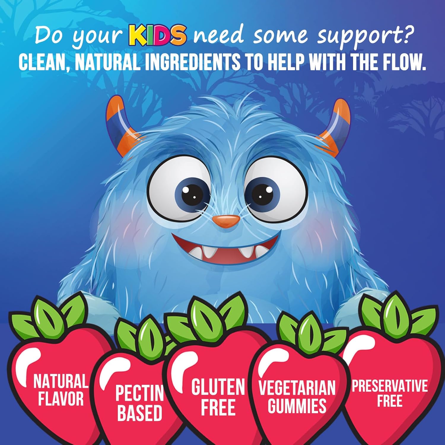 Plant-Based Berry Fiber Gummies for Kids - Supports Digestive Health & Immune System - Vegan Prebiotic Supplement with Chicory Root - 60 Gummies