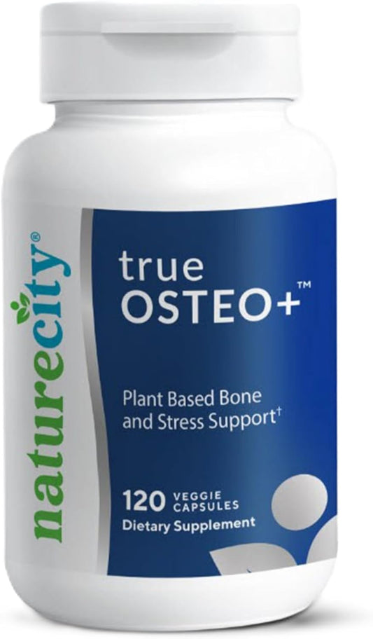 Plant-Based Bone Health Supplement with AlgaeCal Calcium, Magnesium, Vitamin D3, K2, Silicon, Stress Support - 120 Capsules