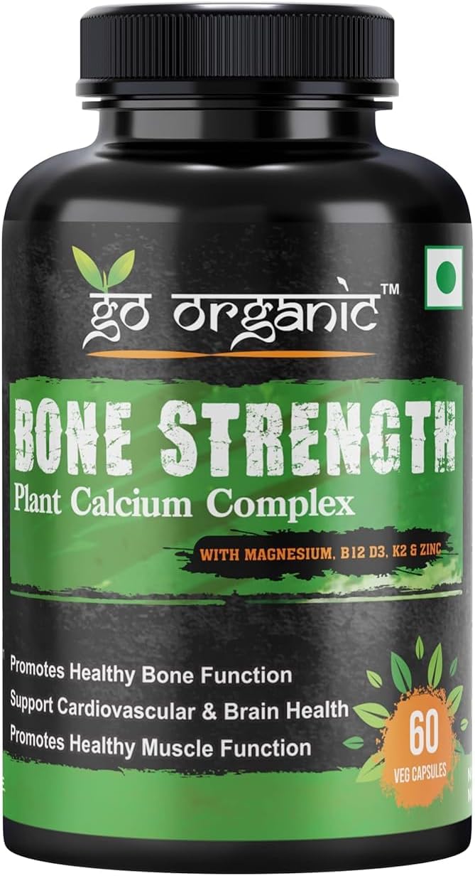 Plant-Based Bone Strength Supplement with 11 Essential Nutrients for Bone Health - GMO, Soy, Gluten Free - 60 Vegan Capsules