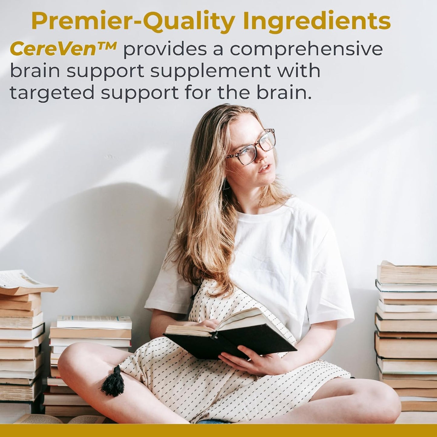 Plant-Based Brain Support Supplement with Rhodiola, Marine Coral, and Turmeric - 60 Capsules
