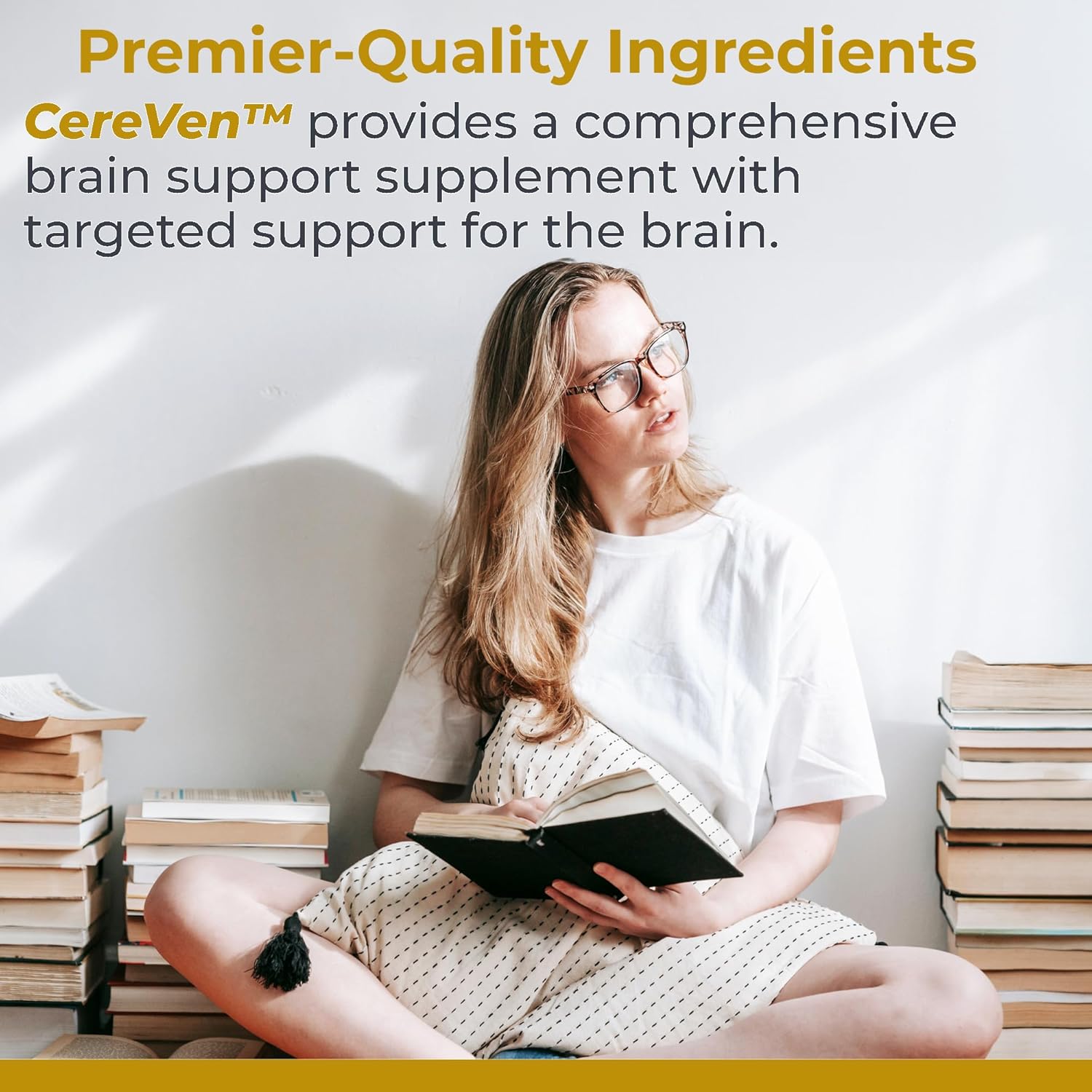 Plant-Based Brain Support Supplement with Rhodiola, Marine Coral, and Turmeric - 60 Capsules