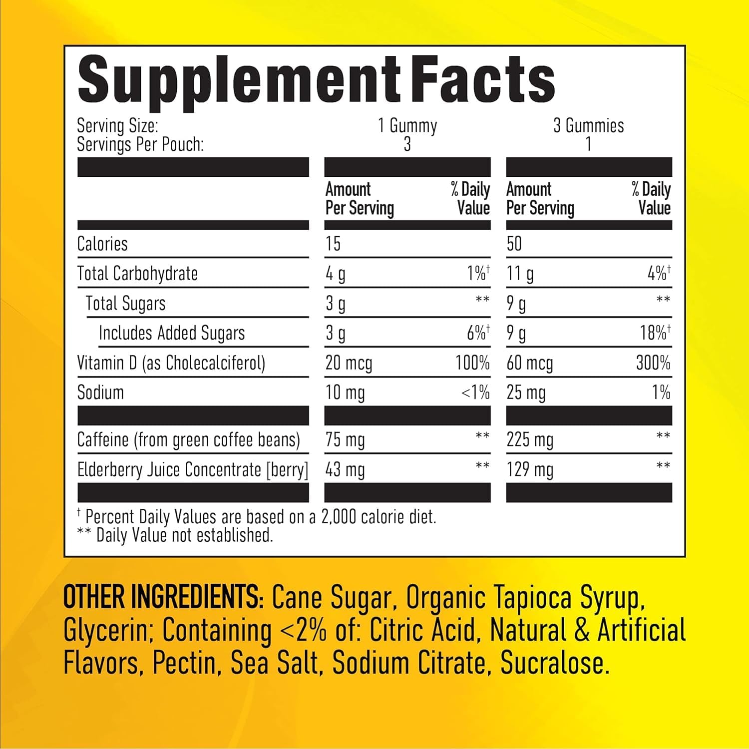 Plant-Based Caffeine Chews for Long Lasting Energy Boost - GummiShot Energy Gummies, Tropical Flavor (15ct)