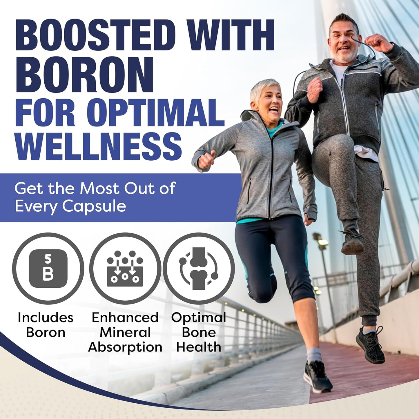 Plant-Based Calcium Magnesium Supplement with Boron, Vitamin D3 & K2 MK-7 - Supports Bone Health, Vegan, Non-GMO, Allergen-Free - 120 Capsules