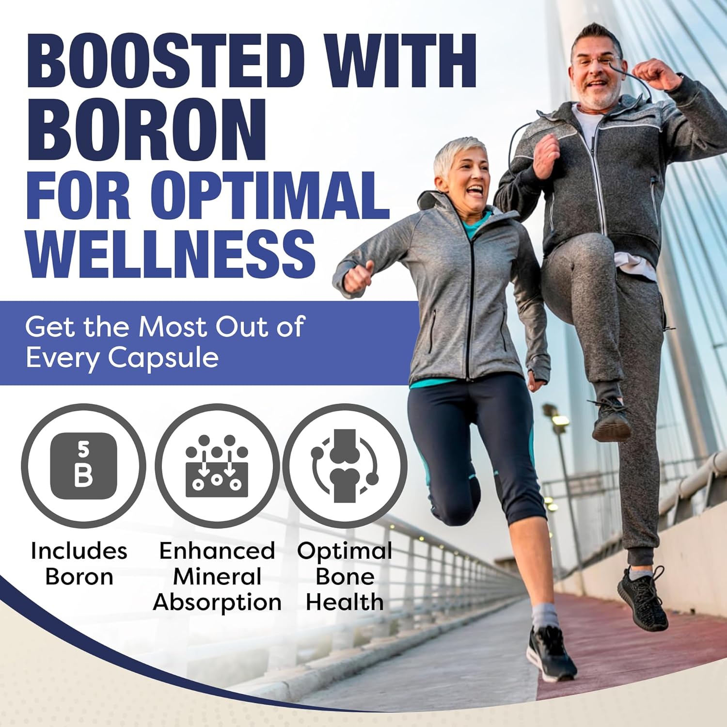 Plant-Based Calcium Magnesium Supplement with Boron, Vitamin D3 & K2 MK-7 - Supports Bone Health, Vegan, Non-GMO, Allergen-Free - 120 Capsules