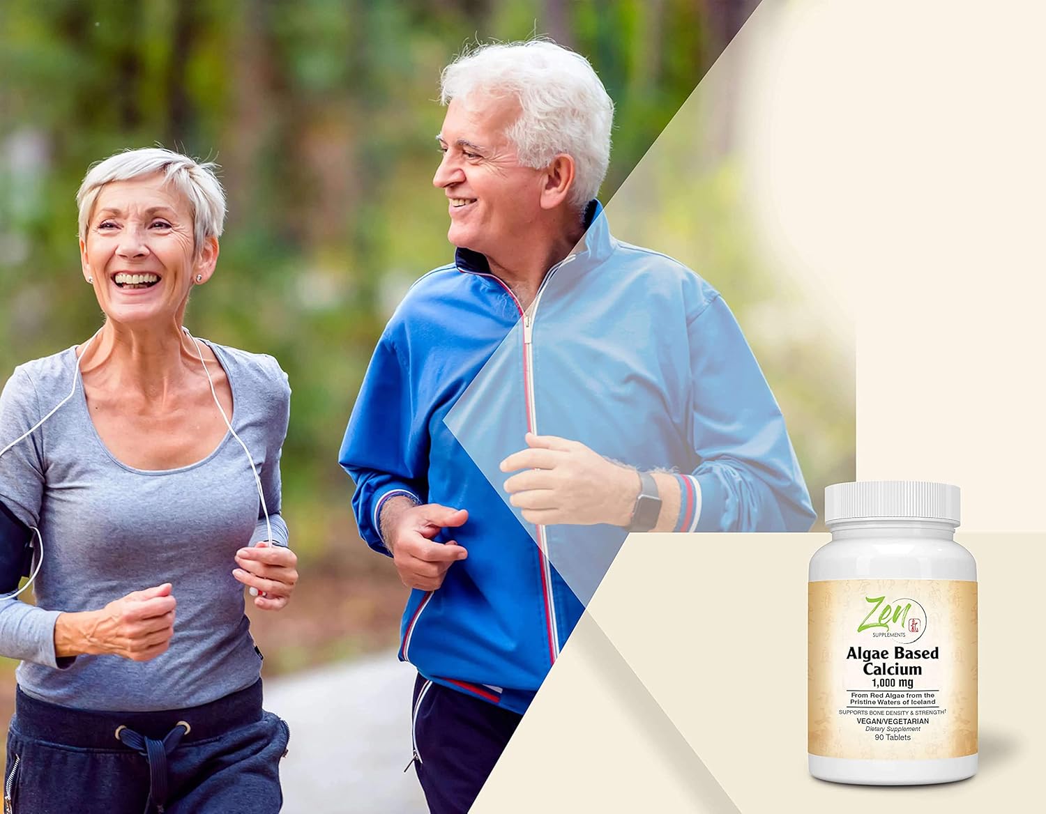 Plant-Based Calcium Supplement with Magnesium, Boron, Vegan D3 & K2 - Promotes Bone Strength - Highly Absorbable Vegan Algae Calcium Tabs