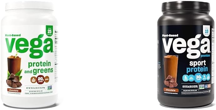 Plant Based Chocolate Protein Powder with 20g Protein - Vega Protein and Greens, Premium Sport Protein, Vegan & Gluten Free