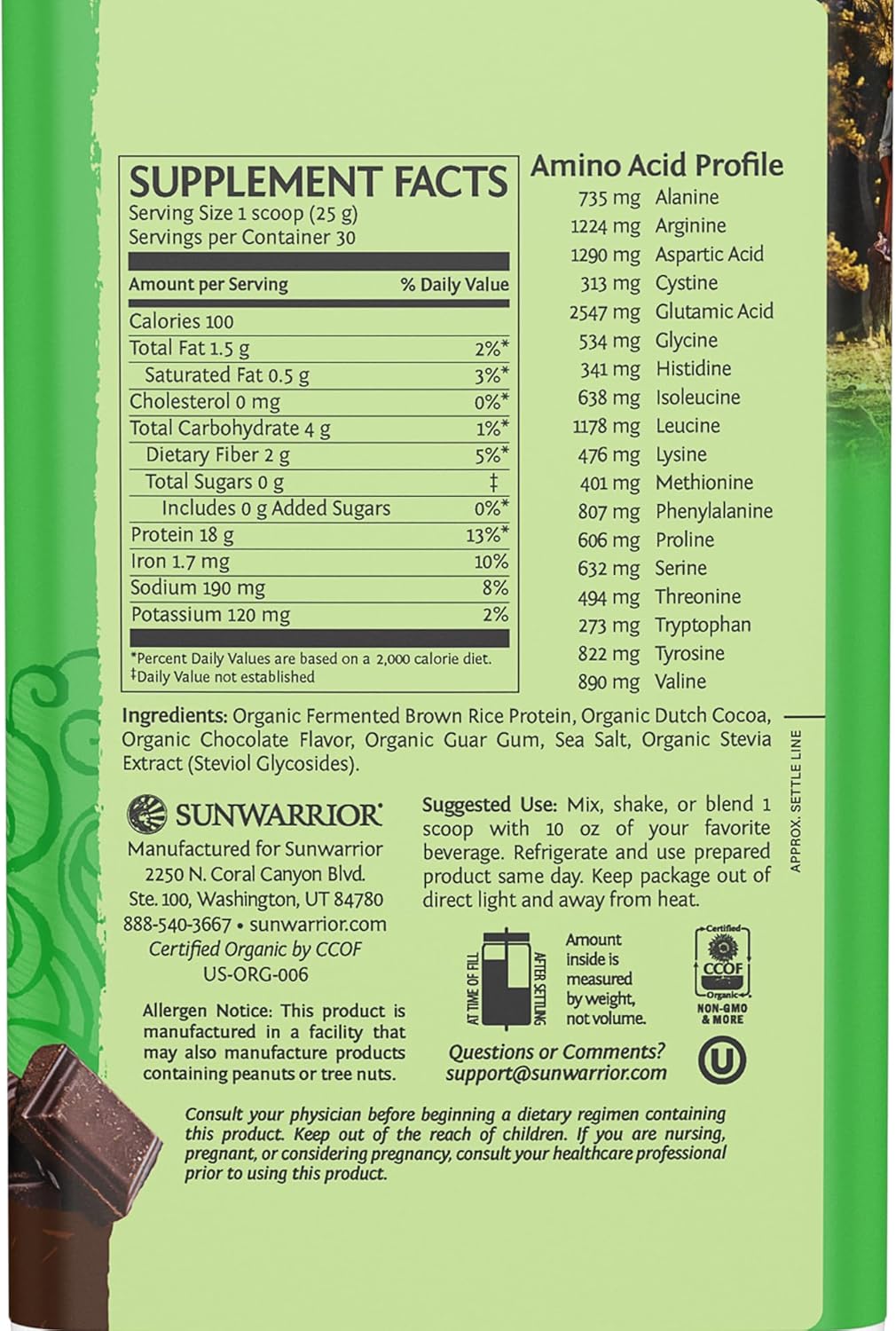 Plant-Based Chocolate Protein Powder with Collagen Building Hyaluronic Acid - 30 Servings