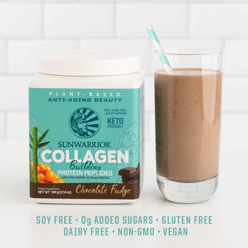 Plant-Based Chocolate Protein Powder with Collagen Building Hyaluronic Acid - 30 Servings