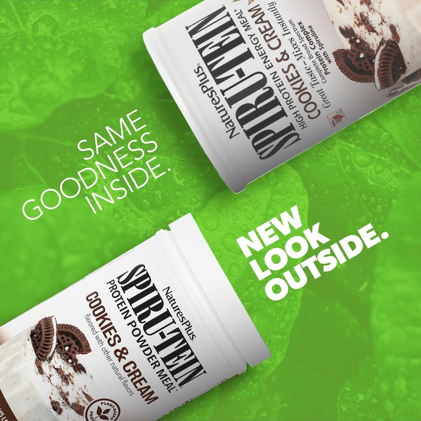 Plant-Based Cookies & Cream SPIRU-TEIN Shake - 1.15 lbs - Spirulina Protein Powder - Meal Replacement with Vitamins & Minerals - Vegetarian - 15 Servings
