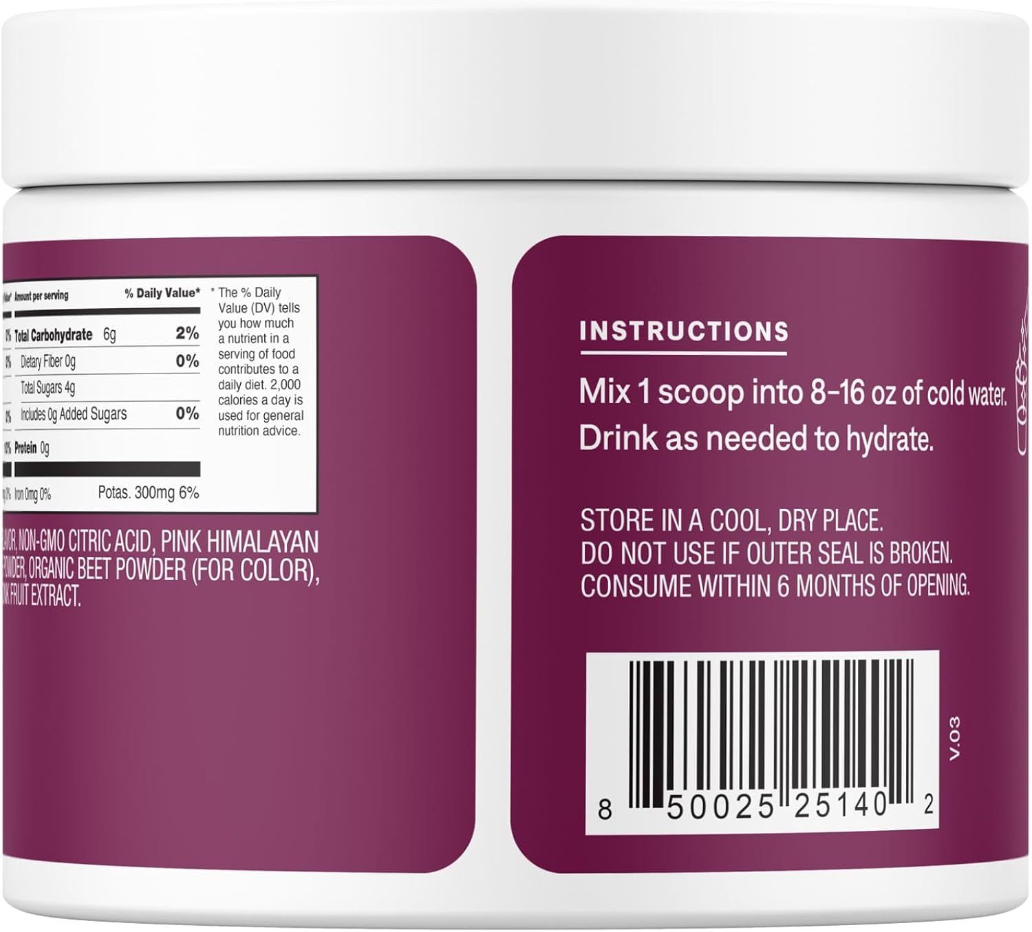 Plant-Based Electrolyte Drink Mix | Coconut Water | No Added Sugar | FSA & HSA | Non-GMO | Vegan | Berry Pomegranate Flavor | 28 Servings Jar