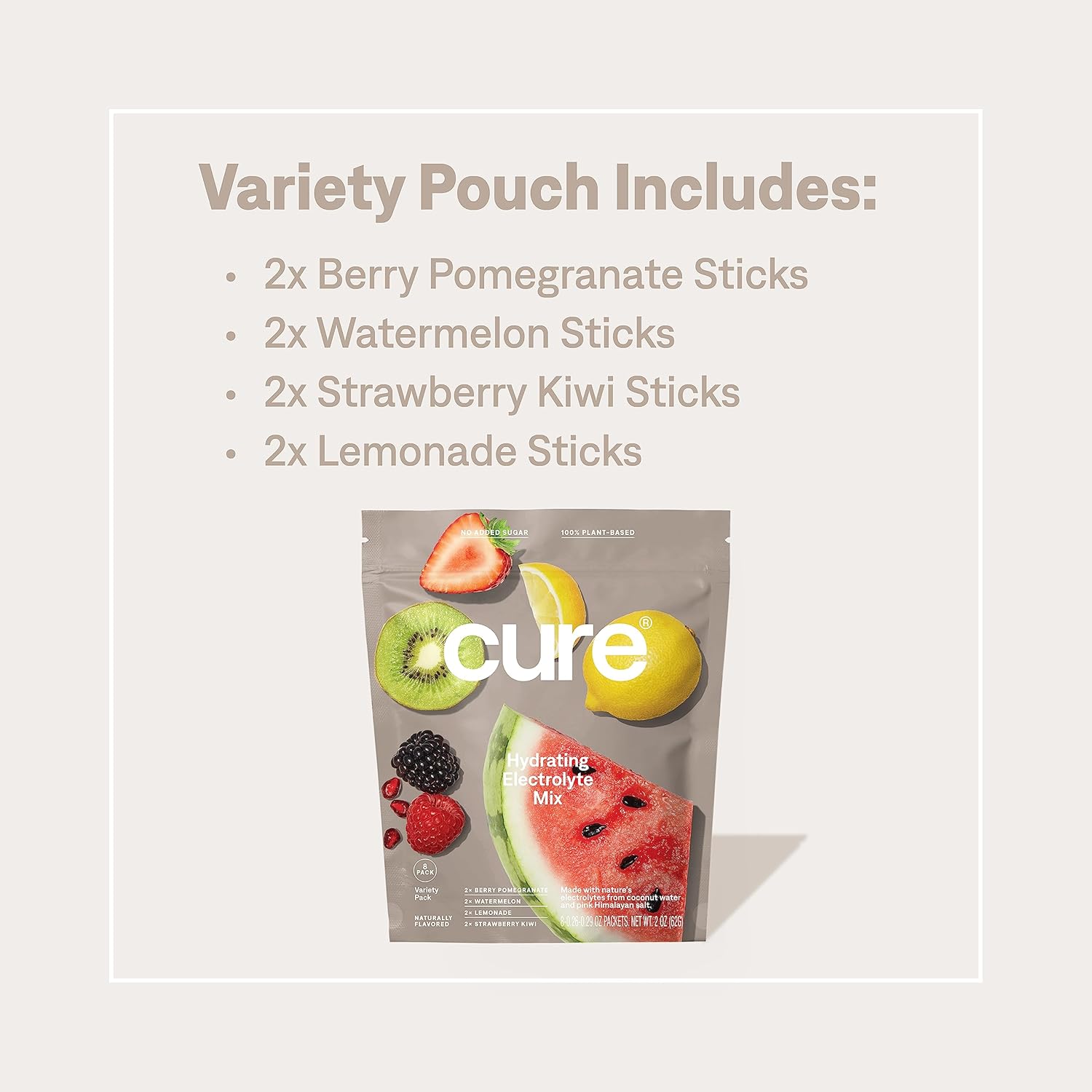 Plant-Based Electrolyte Drink Mix for Dehydration Relief - Variety Pack with Coconut Water - Non-GMO & Vegan - FSA & HSA Eligible - No Added Sugar - 8 Servings