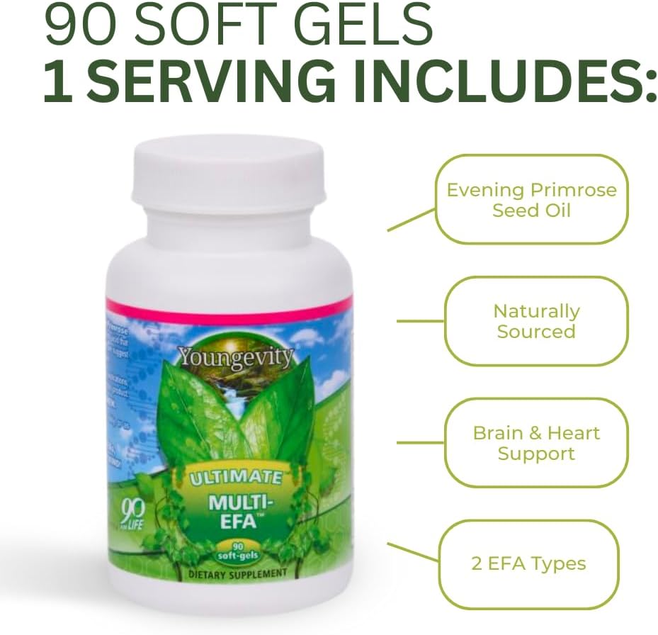 Plant-Based Evening Primrose EFA Supplement - Small Softgel for Adults & Children - 90 Softgels (Pack of 1) - Non-Fish Omega-3 Alternative