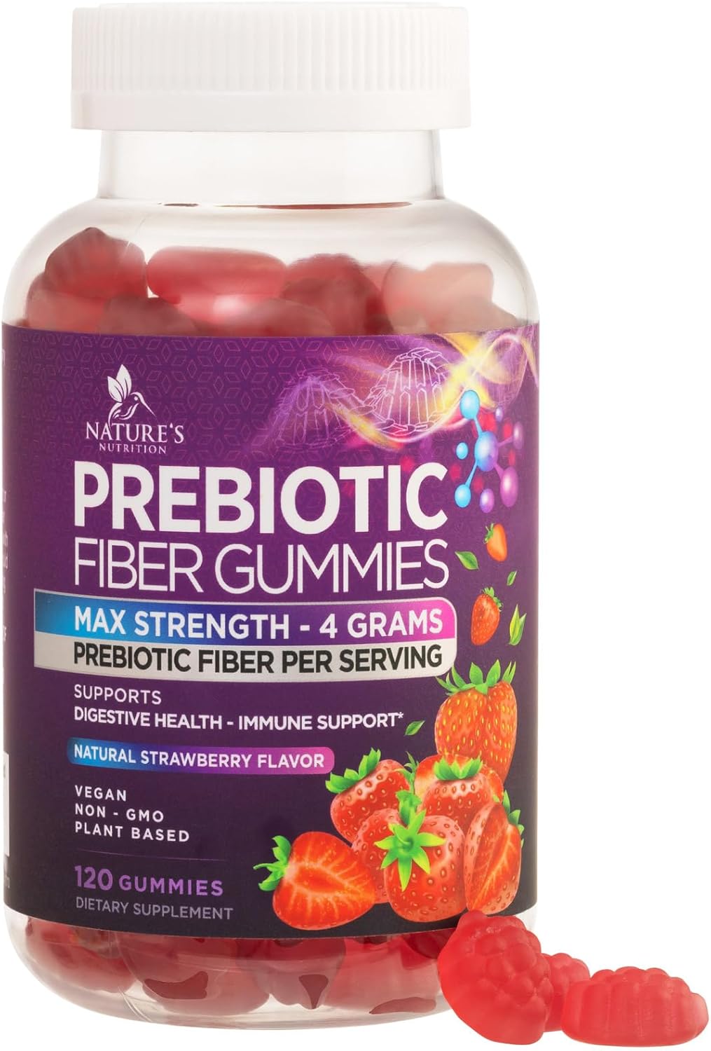 Plant Based Fiber Gummies for Adults - 4g Daily Supplement for Digestive Health - Supports Regularity and Digestion - Non-GMO - 120 Gummies
