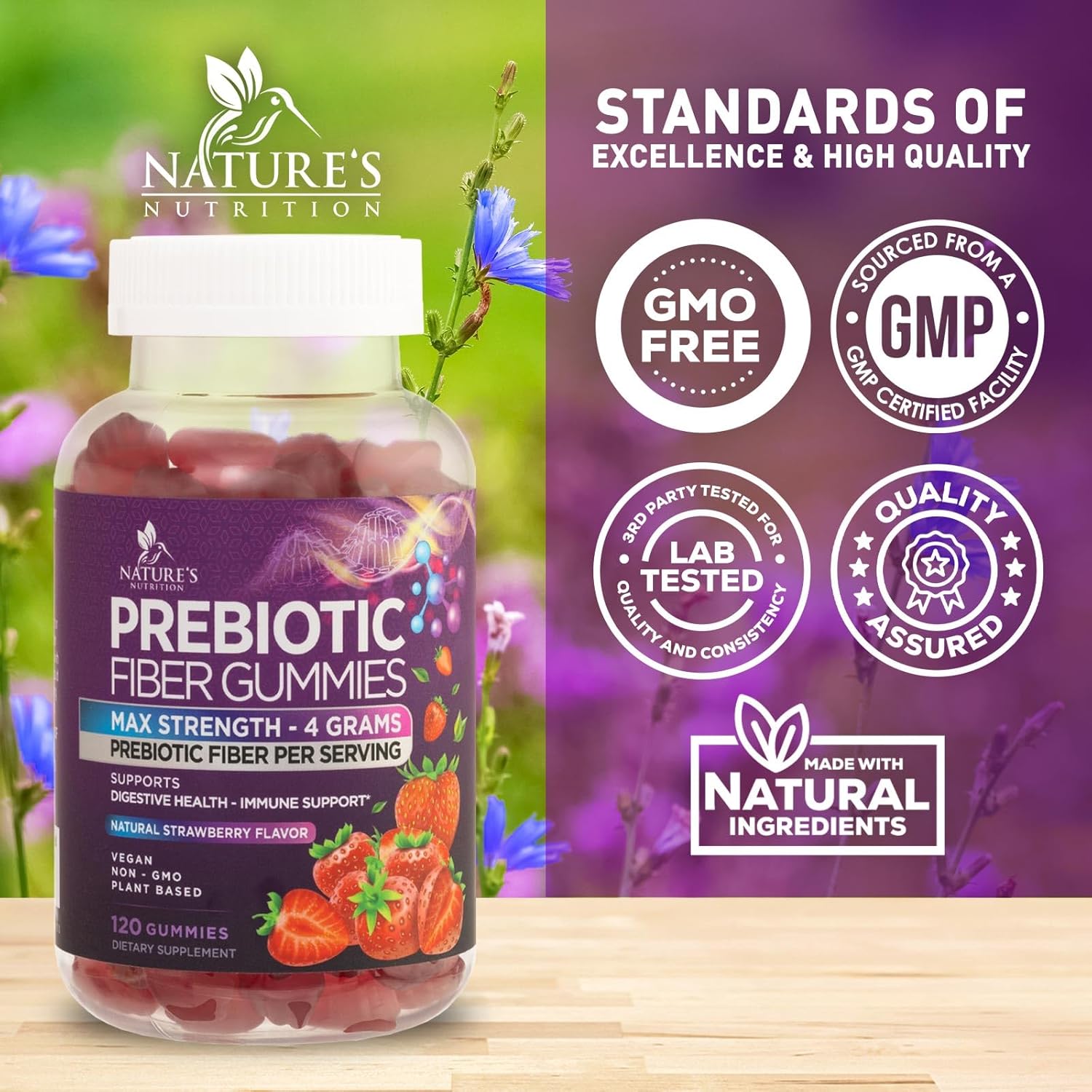 Plant Based Fiber Gummies for Adults - 4g Daily Supplement for Digestive Health - Supports Regularity and Digestion - Non-GMO - 120 Gummies