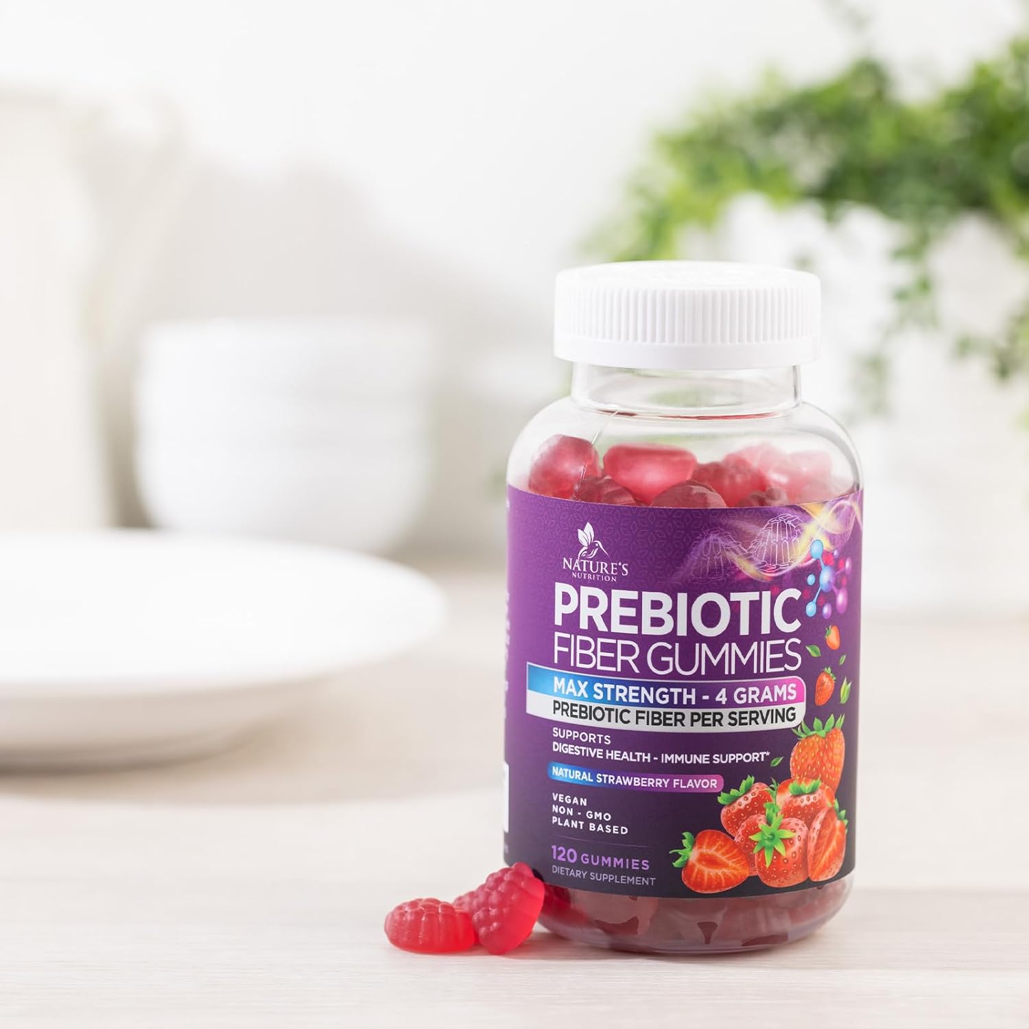 Plant Based Fiber Gummies for Adults - 4g Daily Supplement for Digestive Health - Supports Regularity and Digestion - Non-GMO - 120 Gummies