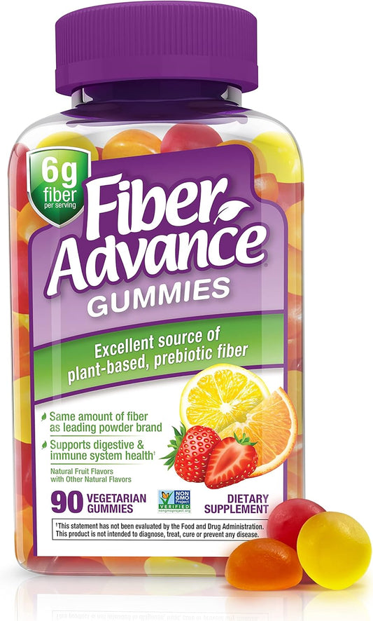 Plant Based Fiber Gummies for Digestive Health | Prebiotic Inulin Supplement | Gluten Free & Non-GMO | 90 Count