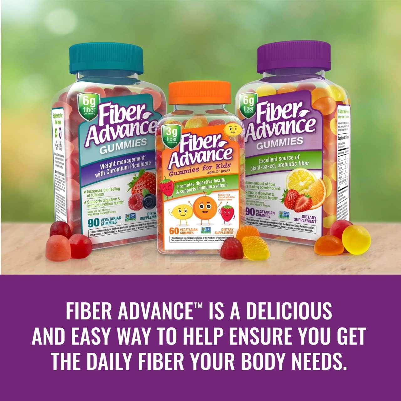 Plant Based Fiber Gummies for Digestive Health | Prebiotic Inulin Supplement | Gluten Free & Non-GMO | 90 Count