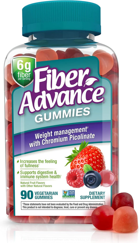 Plant Based Fiber Gummies for Digestive Wellness and Weight Management | With Chromium Picolinate | 90 Count