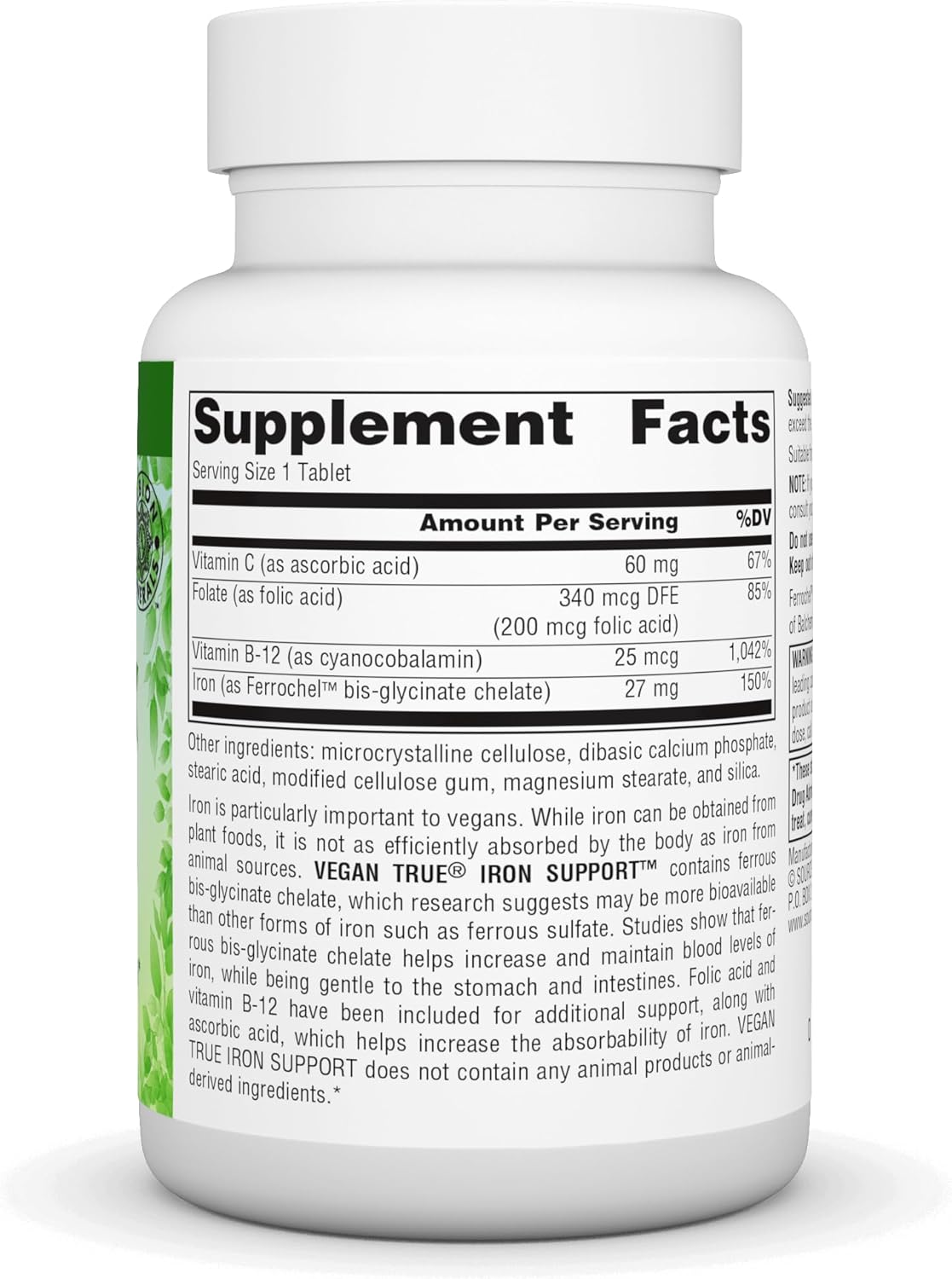 Plant-Based Iron Supplement for Enhanced Absorption - 180 Vegan Tablets by Source Naturals