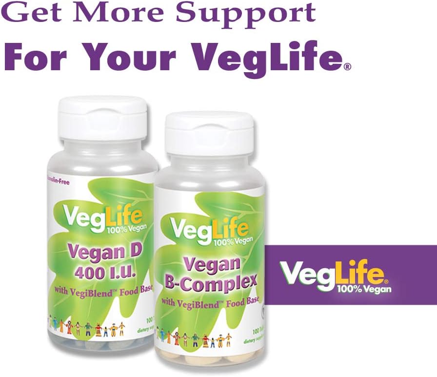 Plant Based Iron Supplement with Vitamin C, Folic Acid, B-12 | VegLife Vegan Iron 25 mg Tablets for Men & Women | 100 Count