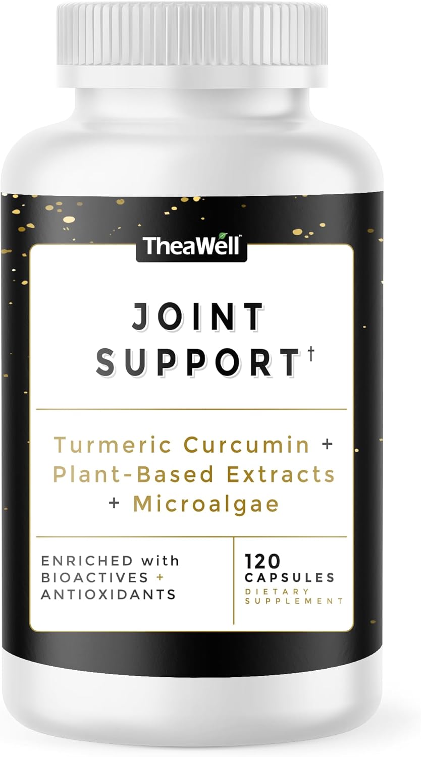 Plant-Based Joint Support Supplement with Turmeric Curcumin, Chlorella, & Spirulina - 120 Count