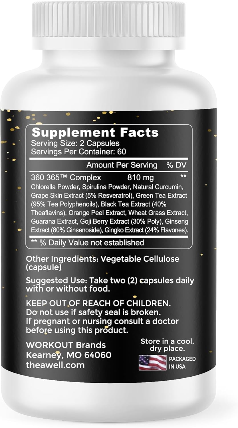 Plant-Based Joint Support Supplement with Turmeric Curcumin, Chlorella, & Spirulina - 120 Count