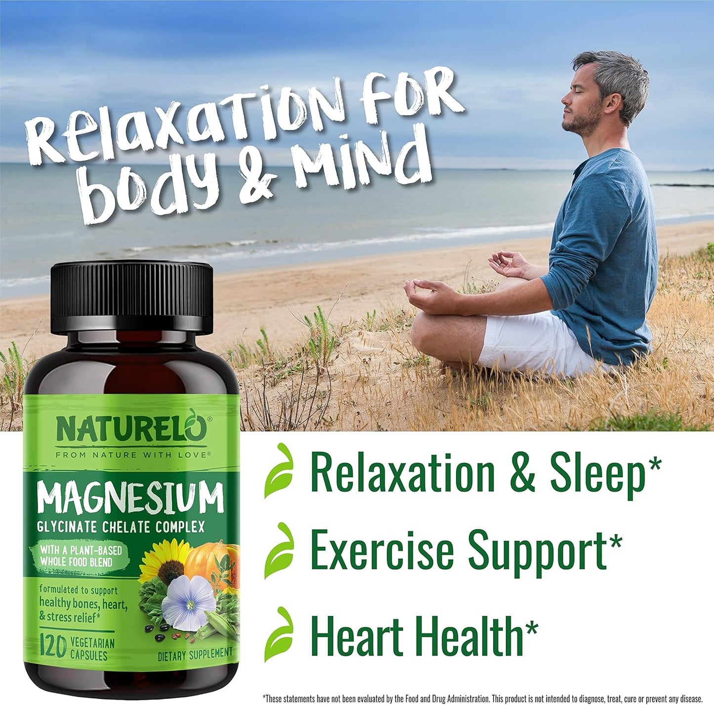 Plant Based Joint Support with Tumeric Curcumin & Magnesium Glycinate - 120 Capsules, Gluten Free & Non GMO