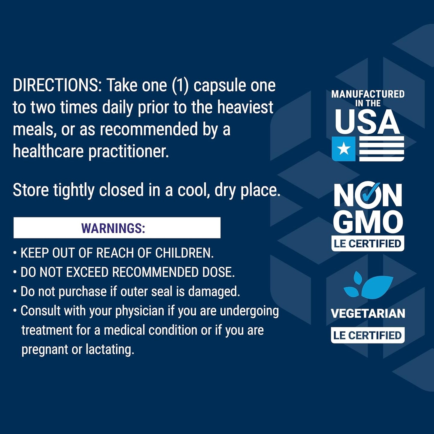 Plant-Based Life Extension Super Digestive Enzymes for Comfortable Digestion - Non-GMO, Vegetarian, 60 Capsules