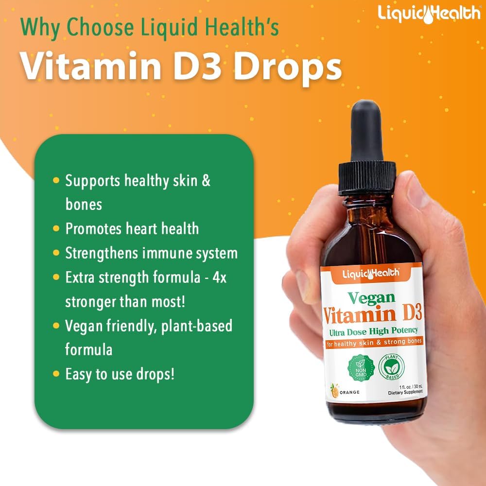 Plant-Based Liquid Vegan Vitamins Starter Kit with Organic B12, Collagen, Iron, D3 Drops - Daily Essentials for Health