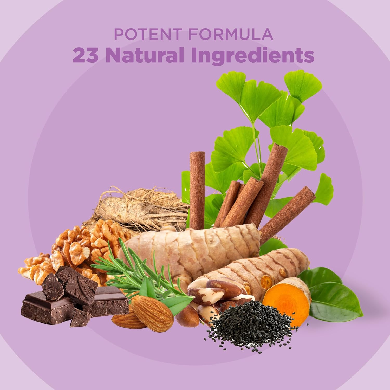 Plant-Based Memory Booster with Ginkgo Biloba & 22 Super Ingredients - Natural Vegan Brain Supplement for Clarity & Alertness - 1000mg, 60 Capsules