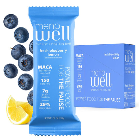 Plant-Based Menopause Protein Bars for Women - Fresh Blueberry Lemon Flavor, 25% Daily Fiber, 7g Protein, Weight Management Support - 10 Count