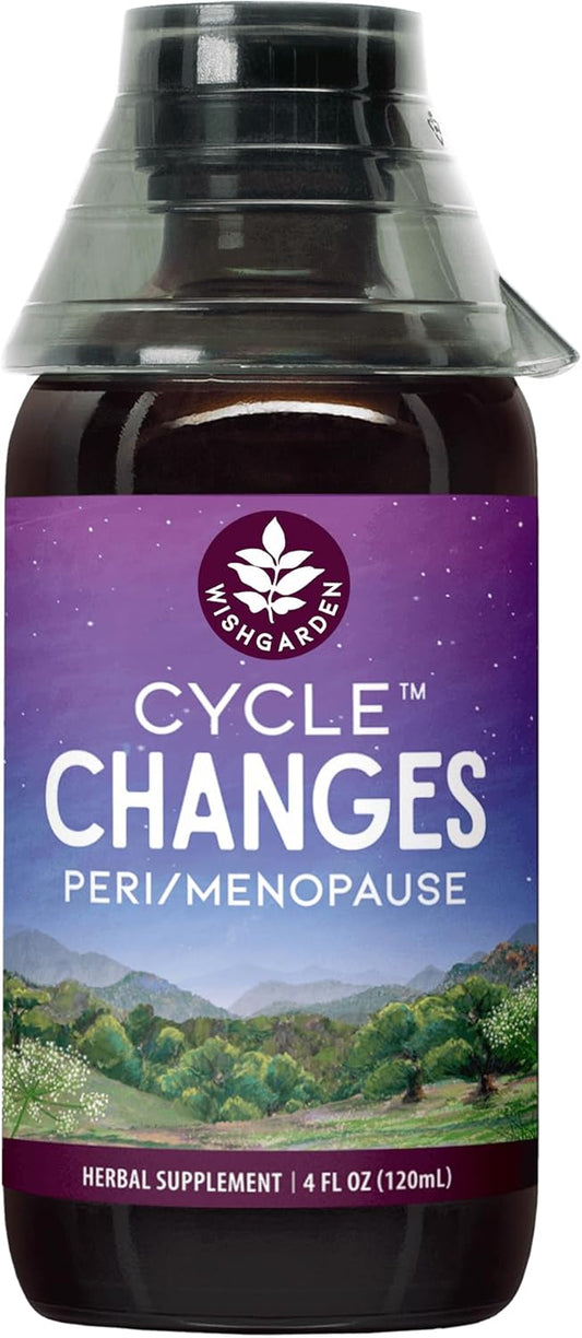 Plant-Based Menopause Support Supplement with Black Cohosh, Wild Yam, and Vitex for Hormone Balance - WishGarden Herbs Cycle Changes Herbal Formula for Women Transitioning to Menopause, 4oz