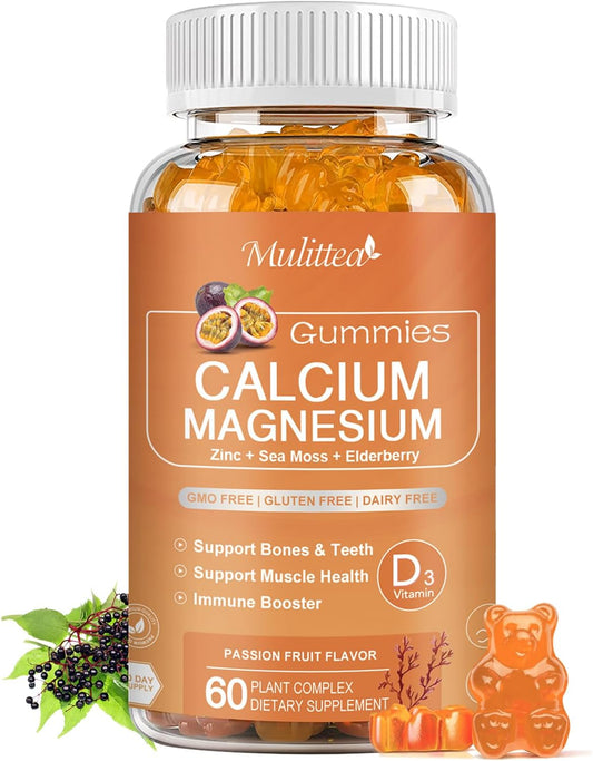 Plant-Based Multivitamin Gummies with Calcium, D3, and Zinc for Bone and Immune Support - Sugar-Free Chewable Supplement with Magnesium, Potassium, and Vitamin C - 1 Pack