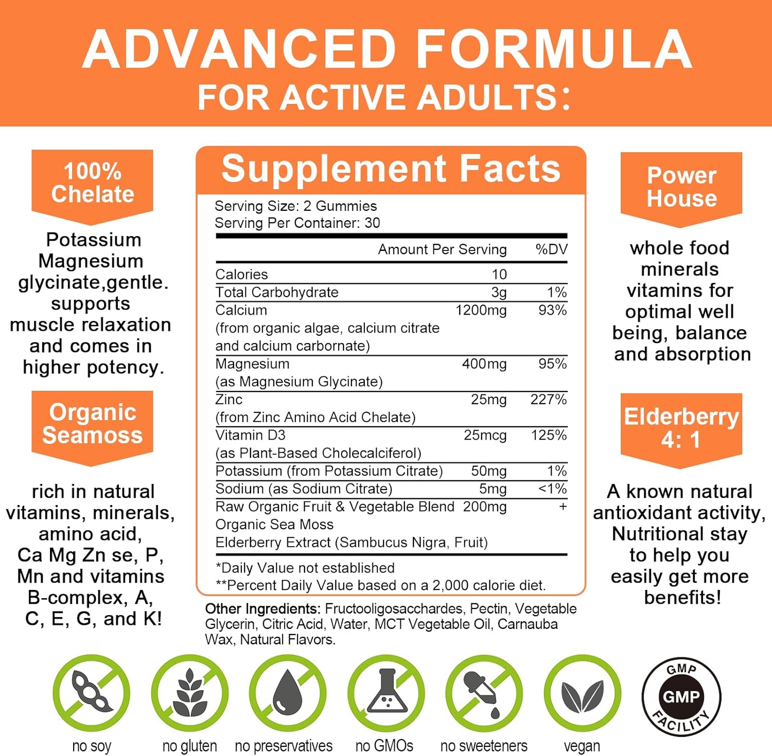 Plant-Based Multivitamin Gummies with Calcium, D3, and Zinc for Bone and Immune Support - Sugar-Free Chewable Supplement with Magnesium, Potassium, and Vitamin C - 1 Pack