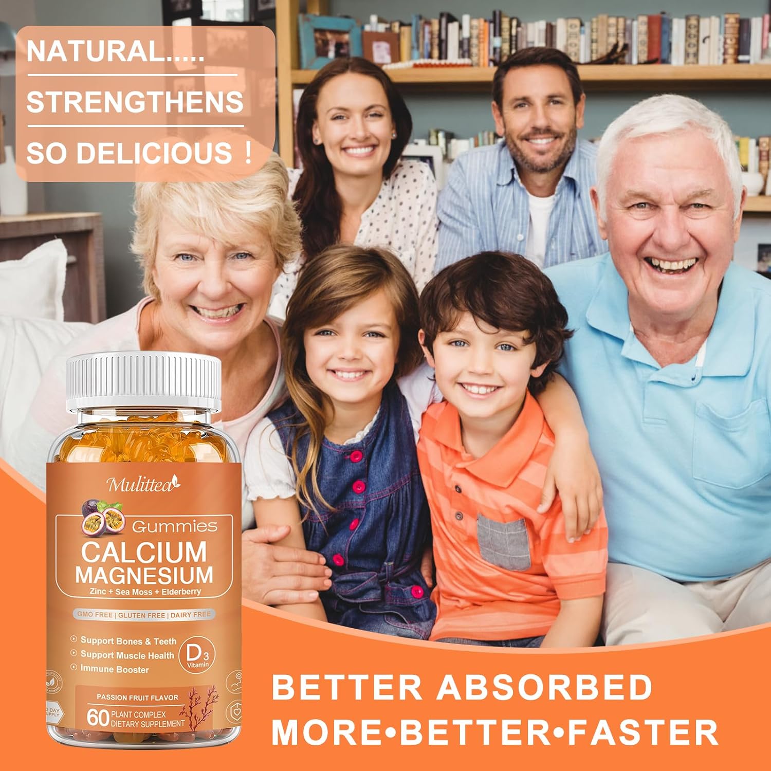 Plant-Based Multivitamin Gummies with Calcium, D3, and Zinc for Bone and Immune Support - Sugar-Free Chewable Supplement with Magnesium, Potassium, and Vitamin C - 1 Pack